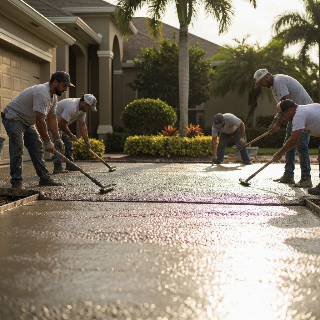 Concrete driveway pour